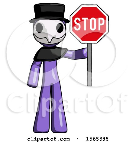 Purple Plague Doctor Man Holding Stop Sign by Leo Blanchette