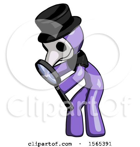 Purple Plague Doctor Man Inspecting with Large Magnifying Glass Left by Leo Blanchette