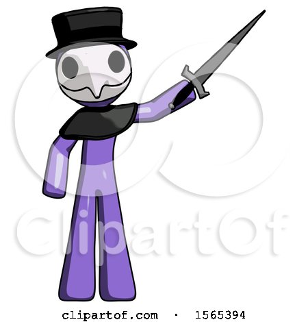 Purple Plague Doctor Man Holding Sword in the Air Victoriously by Leo Blanchette