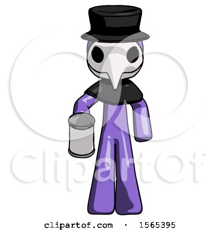 Purple Plague Doctor Man Begger Holding Can Begging or Asking for Charity by Leo Blanchette