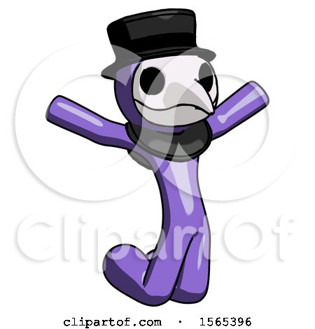 Purple Plague Doctor Man Jumping or Kneeling with Gladness by Leo Blanchette