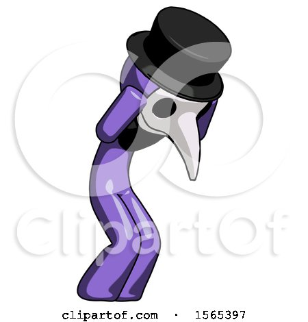 Purple Plague Doctor Man with Headache or Covering Ears Turned to His Right by Leo Blanchette