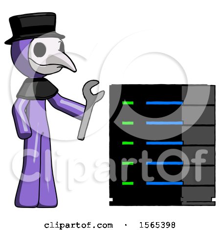 Purple Plague Doctor Man Server Administrator Doing Repairs by Leo Blanchette
