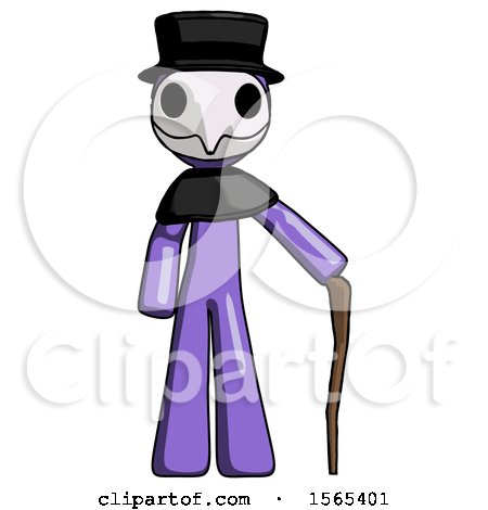 Purple Plague Doctor Man Standing with Hiking Stick by Leo Blanchette