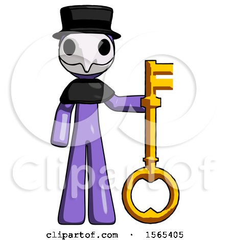 Purple Plague Doctor Man Holding Key Made of Gold by Leo Blanchette
