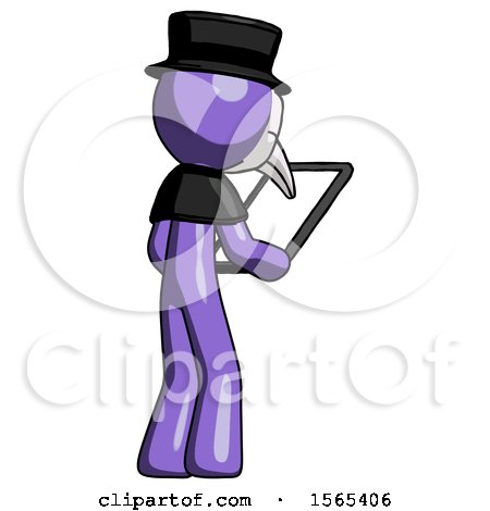 Purple Plague Doctor Man Looking at Tablet Device Computer Facing Away by Leo Blanchette