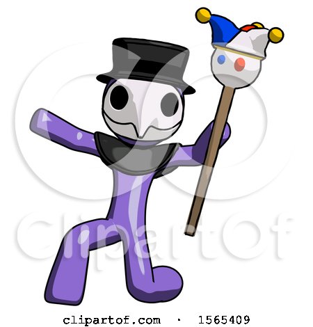 Purple Plague Doctor Man Holding Jester Staff Posing Charismatically by Leo Blanchette