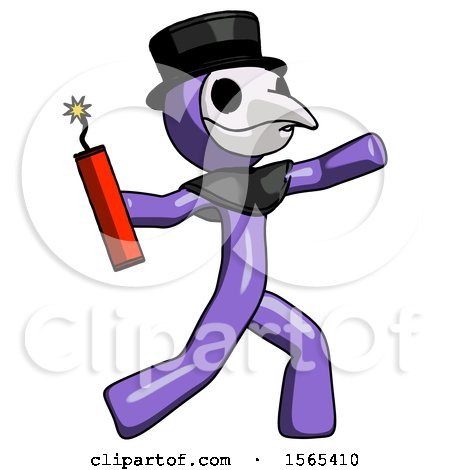 Purple Plague Doctor Man Throwing Dynamite by Leo Blanchette