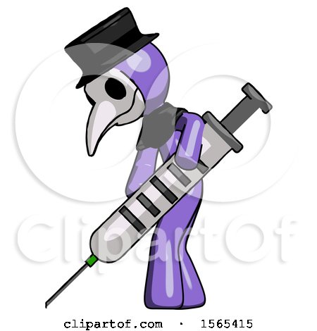 Purple Plague Doctor Man Using Syringe Giving Injection by Leo Blanchette
