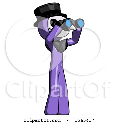 Purple Plague Doctor Man Looking Through Binoculars to the Right by Leo Blanchette