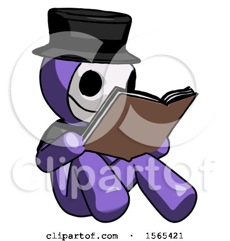 Purple Plague Doctor Man Reading Book While Sitting down by Leo Blanchette