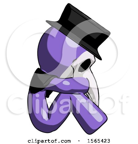 Purple Plague Doctor Man Sitting with Head down Facing Sideways Right by Leo Blanchette