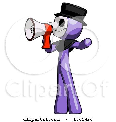 Purple Plague Doctor Man Shouting into Megaphone Bullhorn Facing Left by Leo Blanchette