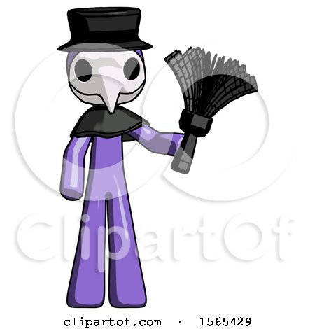 Purple Plague Doctor Man Holding Feather Duster Facing Forward by Leo Blanchette