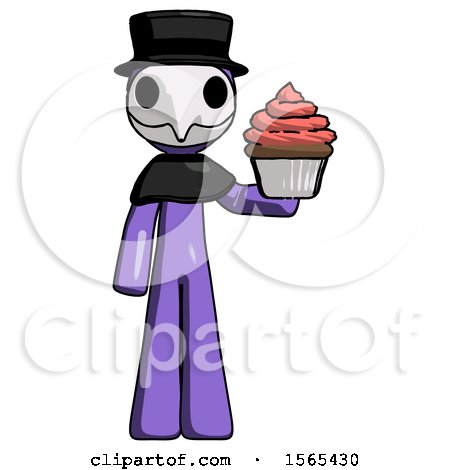 Purple Plague Doctor Man Presenting Pink Cupcake to Viewer by Leo Blanchette