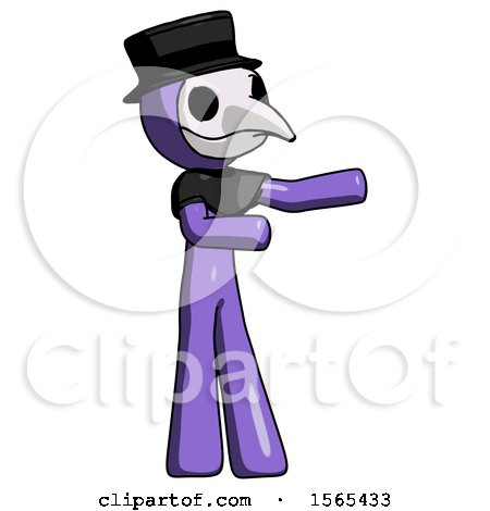 Purple Plague Doctor Man Presenting Something to His Left by Leo Blanchette