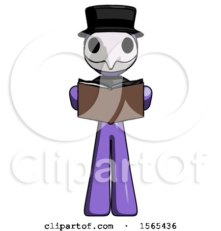 Purple Plague Doctor Man Reading Book While Standing up Facing Viewer by Leo Blanchette