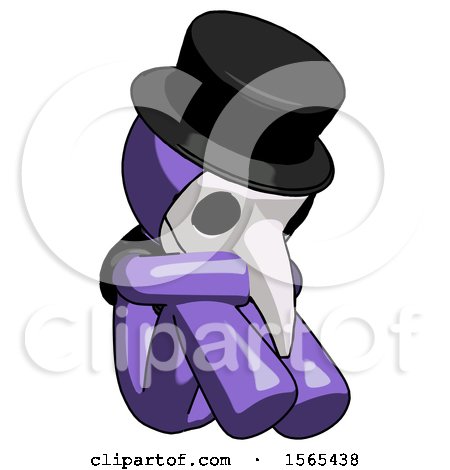 Purple Plague Doctor Man Sitting with Head down Facing Angle Right by Leo Blanchette