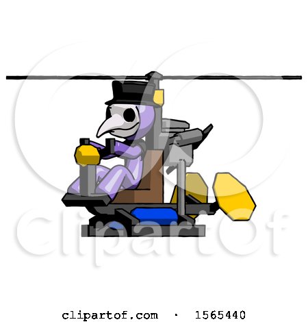Purple Plague Doctor Man Flying in Gyrocopter Front Side Angle View by Leo Blanchette