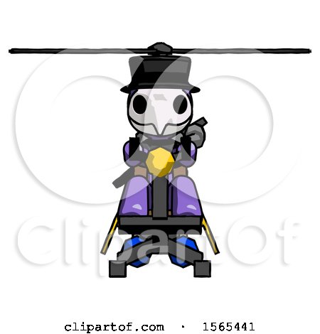 Purple Plague Doctor Man Flying in Gyrocopter Front View by Leo Blanchette