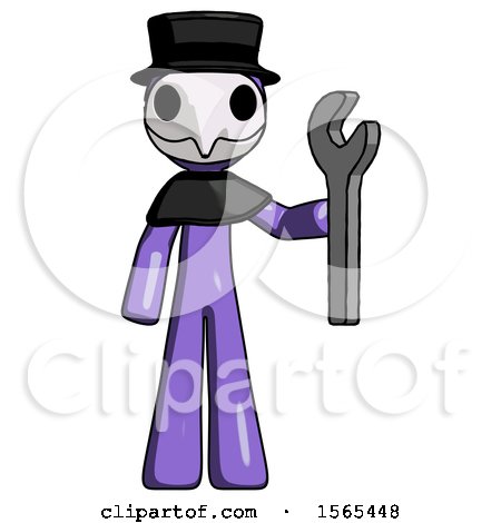 Purple Plague Doctor Man Holding Wrench Ready to Repair or Work by Leo Blanchette