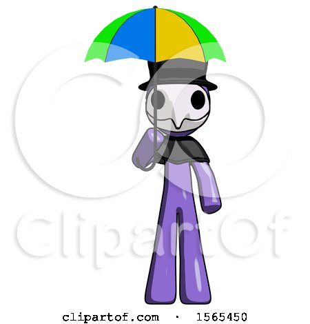 Purple Plague Doctor Man Holding Umbrella Rainbow Colored by Leo Blanchette