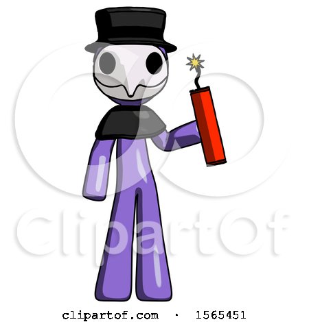 Purple Plague Doctor Man Holding Dynamite with Fuse Lit by Leo Blanchette