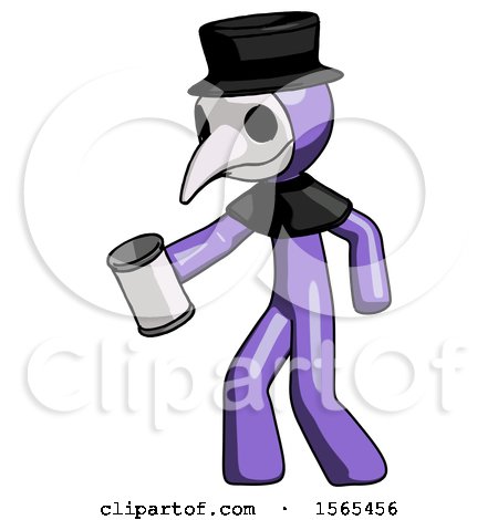 Purple Plague Doctor Man Begger Holding Can Begging or Asking for Charity Facing Left by Leo Blanchette