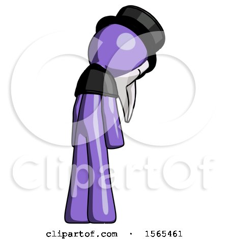 Purple Plague Doctor Man Depressed with Head Down, Back to Viewer, Right by Leo Blanchette