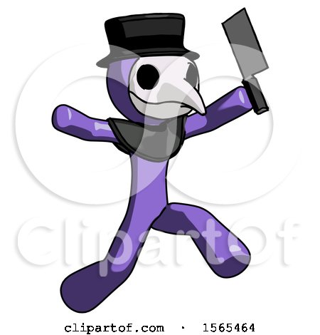 Purple Plague Doctor Man Psycho Running with Meat Cleaver by Leo Blanchette
