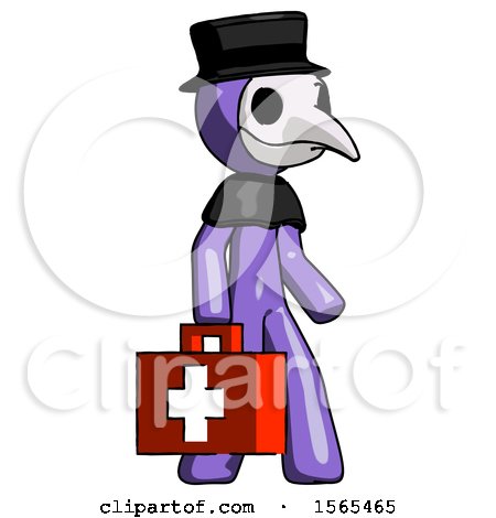 Purple Plague Doctor Man Walking with Medical Aid Briefcase to Right by Leo Blanchette