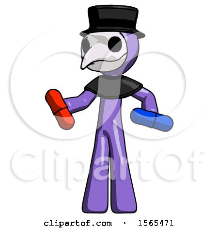 Purple Plague Doctor Man Red Pill or Blue Pill Concept by Leo Blanchette