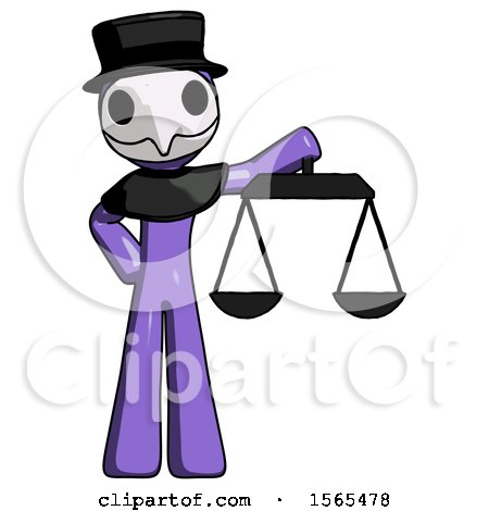 Purple Plague Doctor Man Holding Scales of Justice by Leo Blanchette