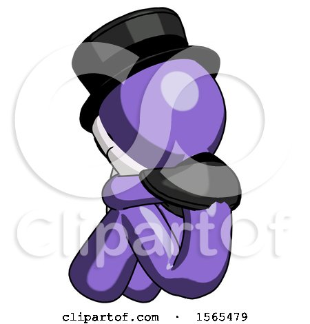 Purple Plague Doctor Man Sitting with Head down Back View Facing Left by Leo Blanchette