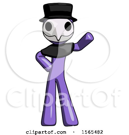 Purple Plague Doctor Man Waving Left Arm with Hand on Hip by Leo Blanchette