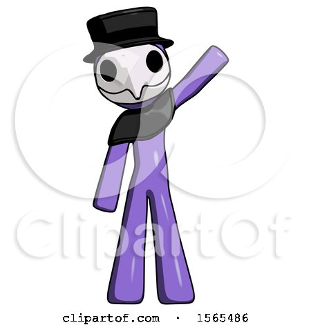 Purple Plague Doctor Man Waving Emphatically with Left Arm by Leo Blanchette