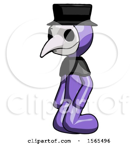 Purple Plague Doctor Man Kneeling Angle View Left by Leo Blanchette
