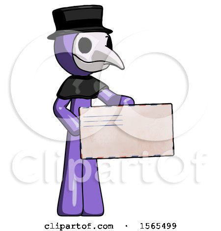 Purple Plague Doctor Man Presenting Large Envelope by Leo Blanchette