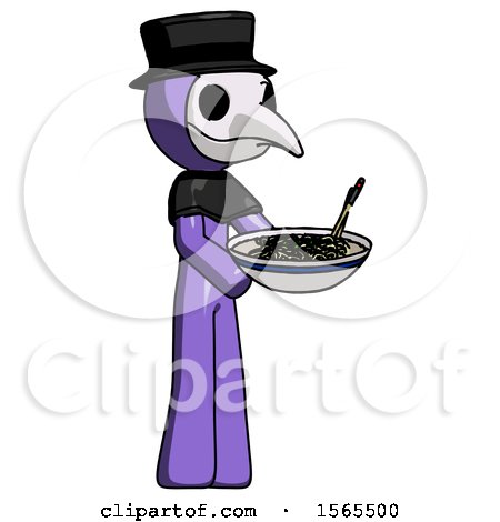 Purple Plague Doctor Man Holding Noodles Offering to Viewer by Leo Blanchette