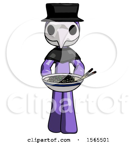 Purple Plague Doctor Man Serving or Presenting Noodles by Leo Blanchette