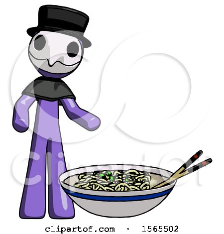 Purple Plague Doctor Man and Noodle Bowl, Giant Soup Restaraunt Concept by Leo Blanchette
