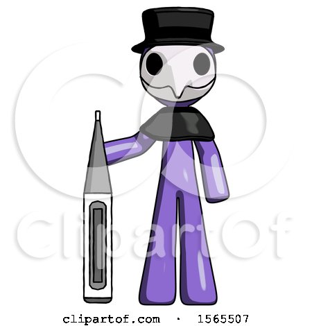 Purple Plague Doctor Man Standing with Large Thermometer by Leo Blanchette