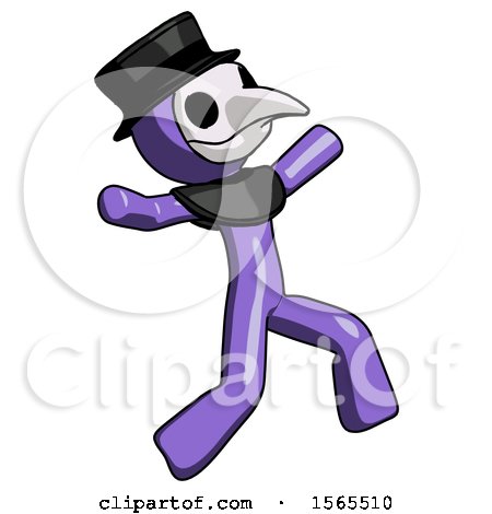 Purple Plague Doctor Man Running Away in Hysterical Panic Direction Right by Leo Blanchette