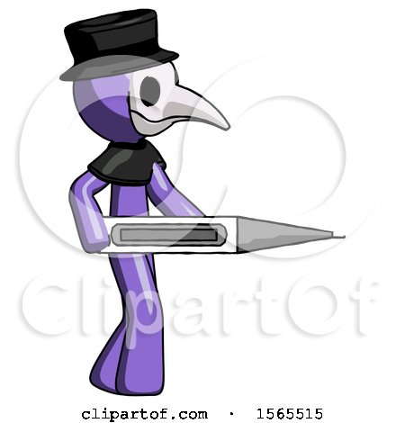 Purple Plague Doctor Man Walking with Large Thermometer by Leo Blanchette