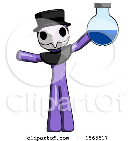 Purple Plague Doctor Man Holding Large Round Flask or Beaker by Leo Blanchette