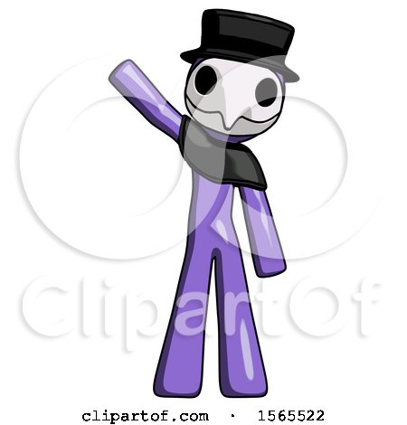 Purple Plague Doctor Man Waving Emphatically with Right Arm by Leo Blanchette