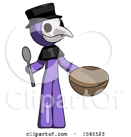 Purple Plague Doctor Man with Empty Bowl and Spoon Ready to Make Something by Leo Blanchette