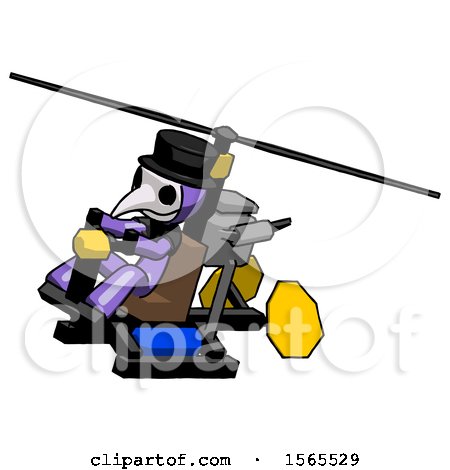 Purple Plague Doctor Man Flying in Gyrocopter Front Side Angle Top View by Leo Blanchette