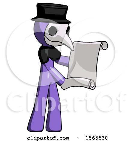 Purple Plague Doctor Man Holding Blueprints or Scroll by Leo Blanchette