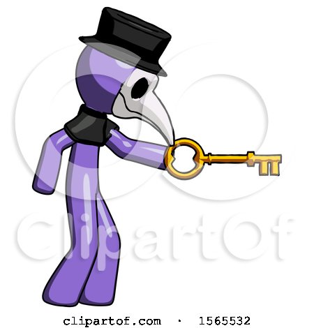 Purple Plague Doctor Man with Big Key of Gold Opening Something by Leo Blanchette
